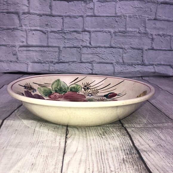 Vintage Porcelain serving bowl w flower design 12” - Picture 2 of 6